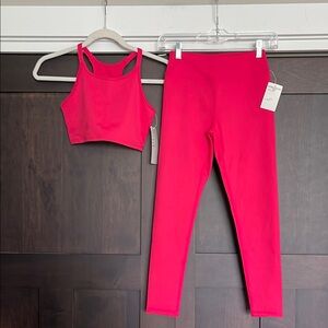 NWOT Zella Girl Pink Leggings & Crop Tank
